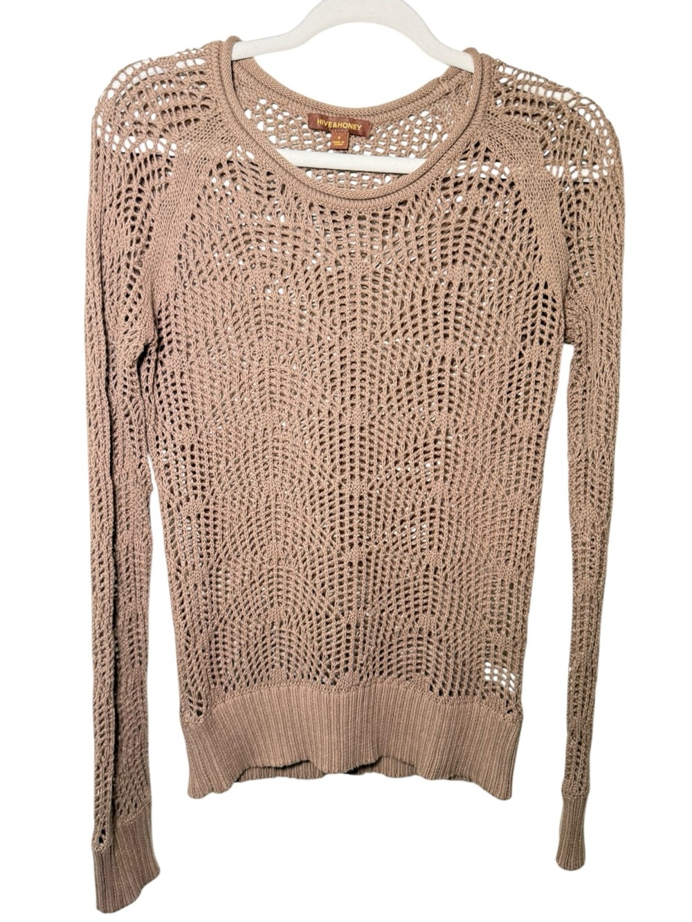 Hive & Honey Anthro 100% Cotton Lightweight Sweater Tan Small